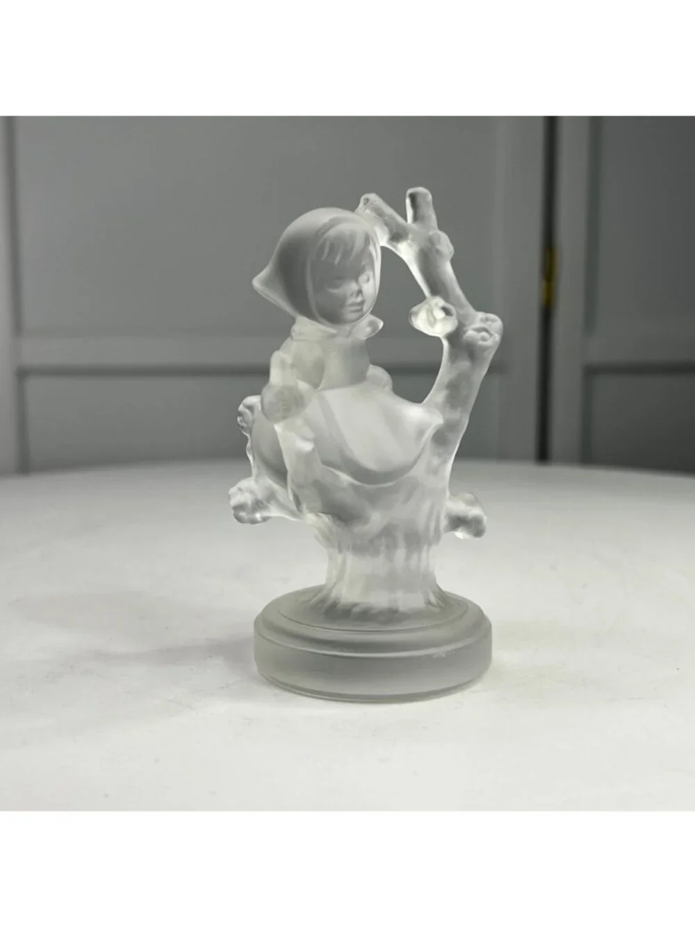 Vintage Goebel Hummel Apple Tree Girl Crystal Frosted Glass Figurine 1992
